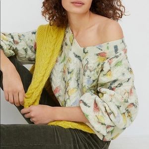 Cable Knit V Neck Wool Sweater